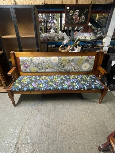 Antique pine settle bench - pine,