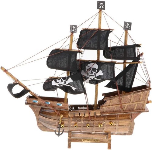 30cm black pirate ship wooden - pirate,