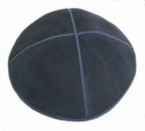 Simple blue suede yarmulke - blue,