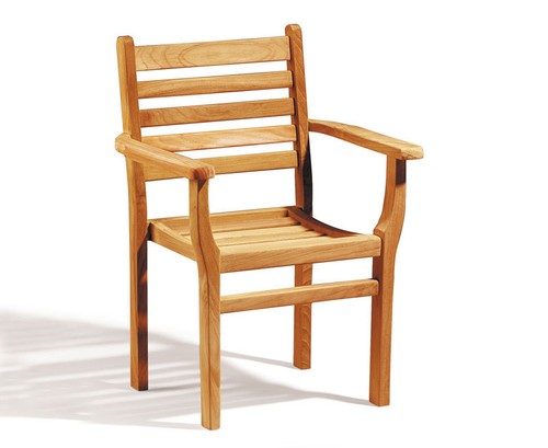 Teak garden stacking armchair - teak,