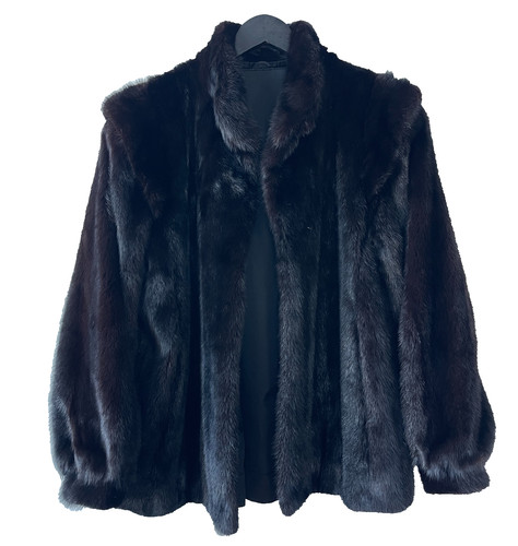 Real natural black mink - mink, fur