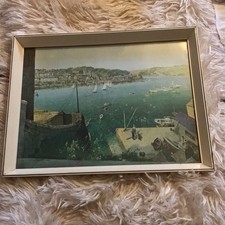 Vintage Print The Harbour Fowey Cornwall Vernon Ward Nautical Beach