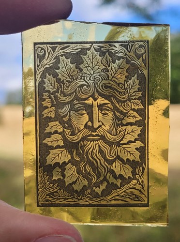 Stained glass green man piece - glass,