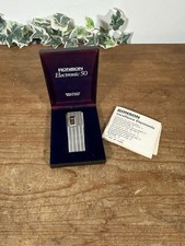 Vintage Boxed 1970s Ronson Varaflame Electronic 50 Lighter Silver Tone