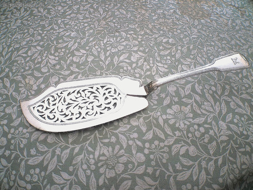 Antique silver plate fish - plate,