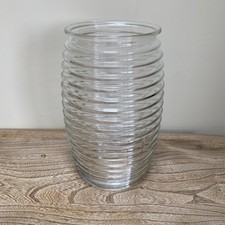 Large ribbed clear glass vase - ribbed,