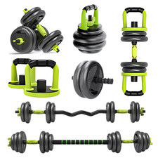 Exersci 6 in 1 Adjustable Dumbbell, Kettlebell, Barbell, EZ Set 20KG/30KG/40KG