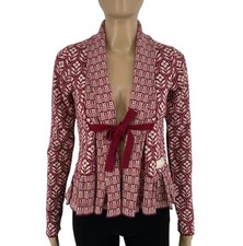 ODD MOLLY Women Red Printed Canna Cardigan Pullover Size 1 / S