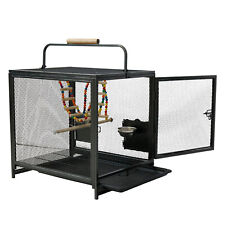 Portable Bird Travel Carrier Cage Iron Parrot Cockatiel Transport Carrying Cage