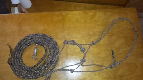 Black brown tan lead rope - 14', black/brown/tan
