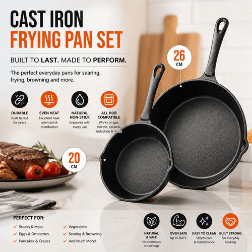 Heavy duty 26cm cast iron - heavy, 20-26cm