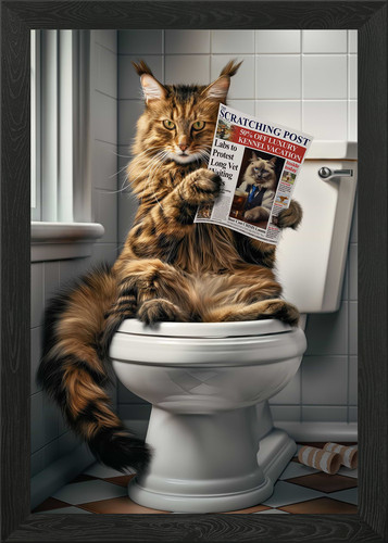 Maine coon cat toilet - coon, on