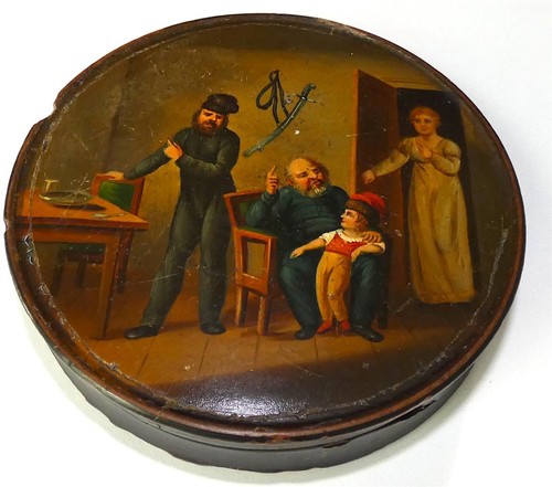 19thc papier mache snuff box - 19thc,