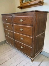 Large Antique Oak Cupboard Linen Press Faux,  Converted From Drawers