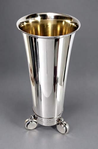 Art deco solid silver vase - art,