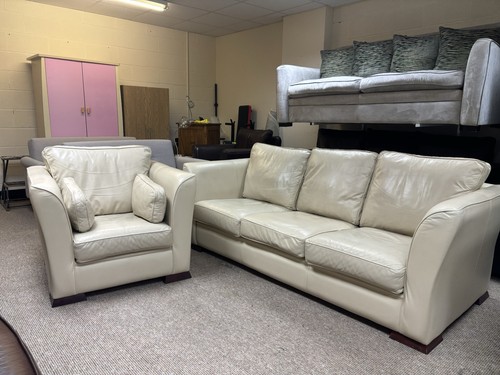 Cream leather 1 sofa and - cream,