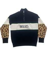 Versace Jeans Couture Black Leopard Sleeves Half-Zip Turtleneck