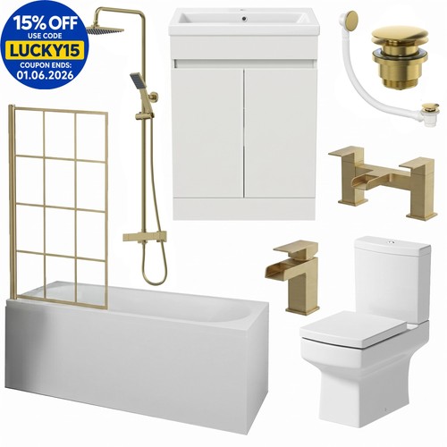 Complete bathroom suite brass - suite,