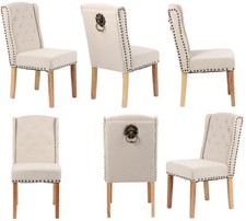 6 X Beige Velvet Dining Chairs