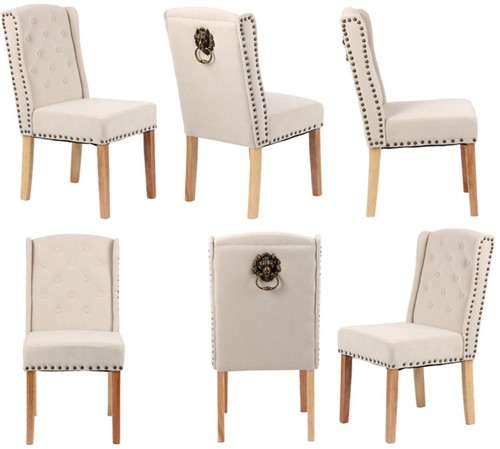Beige velvet dining chairs - beige,