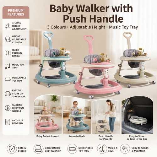 Baby walker foldable - 3-in-1,