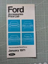 1971 Ford Accessories Price List Leaflet Zephyr, Zodiac, Capri, Cortina, Escort