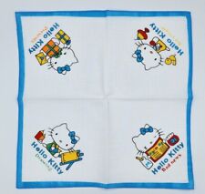 Vintage Hello Kitty Cotton Cloth Napkin Handkerchief Blue - 1980s NOS - New!