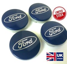 4x 54MM BLUE FORD ALLOY WHEEL CENTRE FUSION FOCUS 3 FIESTA MONDEO MK2 MK4 KUGA