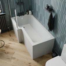 1500mm L Shaped LH Shower Bath Bathtub Screen Front Side Panel Acrylic Bathroom