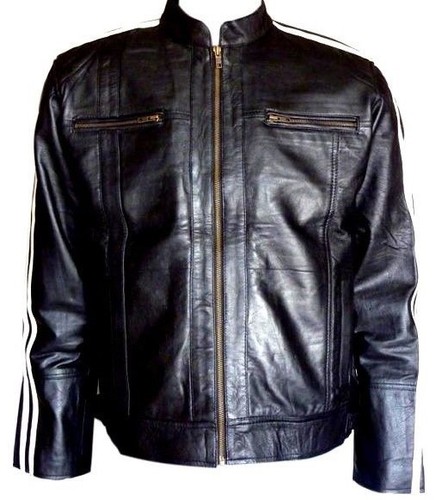 Mens leather stripes jacket - leather,