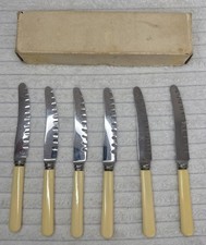 William Grant Sheffield 6x Vintage Faux Bone Handle Granton Edge Knives