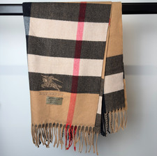 Burberry Scarf Nova Check Beige Cashmere Vintage Great Condition Free Shipping