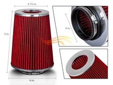 4 Inches 102 mm Cold Air Intake Cone Truck Long Filter 4" NEW RED Chevrolet