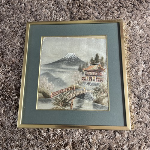 Vintage framed japanese silk - vintage,