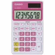 Casio SL-300VC-PK Pink Wallet Style Pocket Calculator with 8 Digit Display