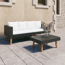 Garden Furniture Set Black PE