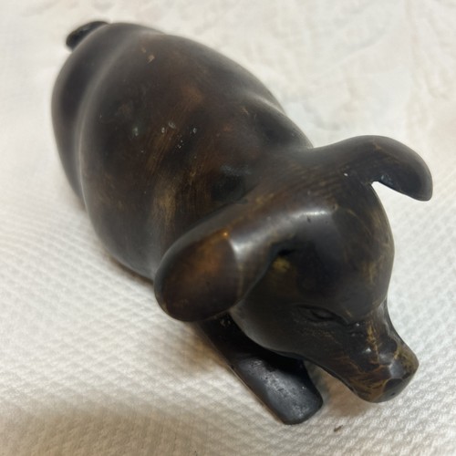 Cast bronze reclining - bronze, pig
