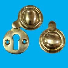 2x 35mm Victorian Round Escutcheon Swing Covered Brass Door Lock Keyhole Plate