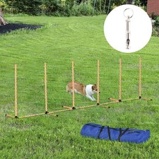 Dog Agility Weave Poles Training Obstacle Course Set Slalom Equipment w/ Whistle