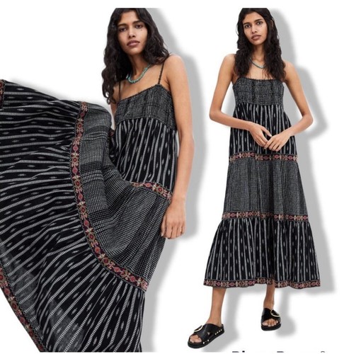 Zara black embroidered - embroidered, tiered