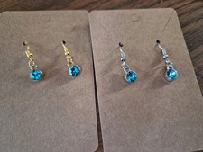 Aquamarine Colour Drop Earrings In Gold Or Silver