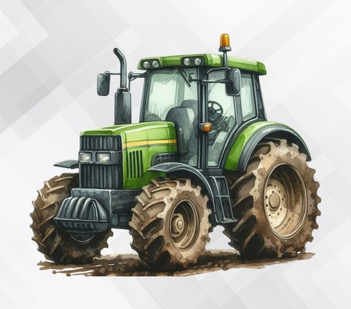 Green tractor wall vinyl - green,