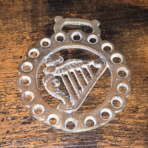 Horse brass old irish - old, harp