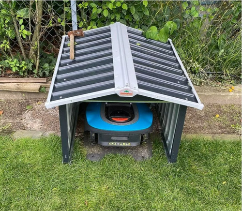 Metal robot mower shed lawn - robot,