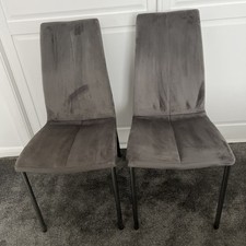 2 Next Grey Faux suede Chairs with Silver Legs Excellent Condition