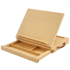Vinsetto Wooden Table Easel Box with Storage Portable Folding Artist Easel