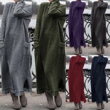 UK Women Oversize Long Sleeve Sweatshirt Dress Casual Loose Sweats Abaya Kaftan