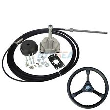 12FT 200HP Outboard Steering Kit Marine Boat Steering System W/ Helm Wheel Cable