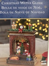 Vintage-style Lighted Christmas Fireplace Scene -animated Snow Globe Decoration