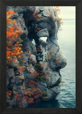 Stone Face Sculpture by the